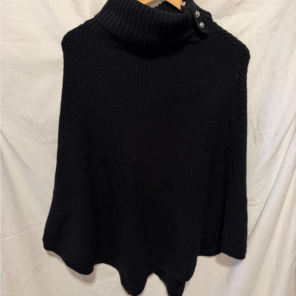 Michael Kors Elegant Black Knit Poncho